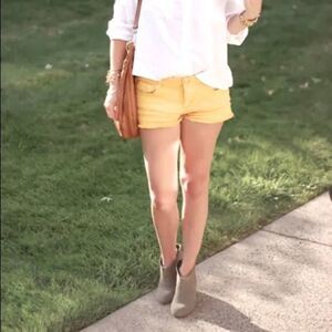 Yellow Cut Off Beach Shorts